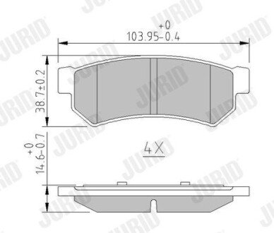 Задние тормозные колодки jurid 573633J на Chevrolet Nubira