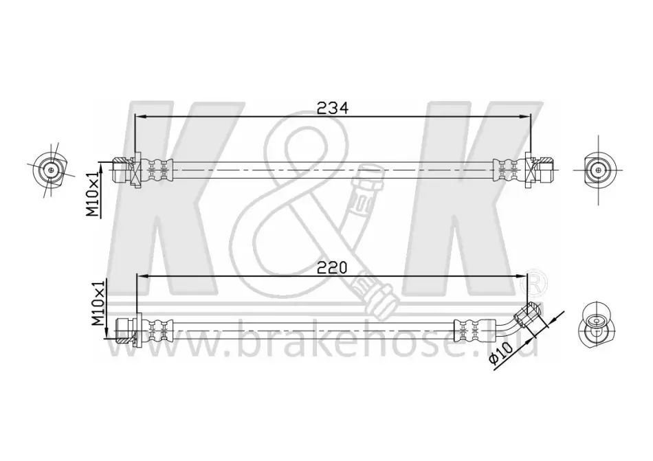 Тормозной шланг K&K FT1072
