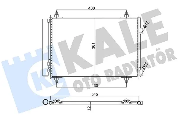 KALE CITROEN Радиатор кондиционера Berlingo 08-,C4 Grand Picasso,C4,Peugeot 307,Partner KALE OTO RADYATOR 377900 (фото 1)