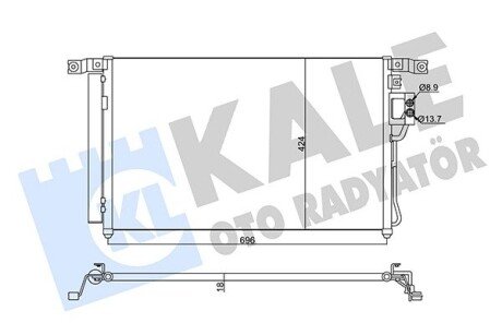 KALE HYUNDAI Радиатор кондиционера Santa Fe II 2.2CRDi/2.7 06- kale oto radyator 345440
