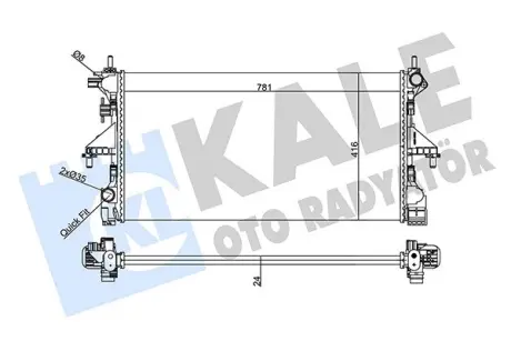 Радіатор охолодження двигуна KALE OTO RADYATOR 356960