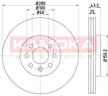 Вентилируемый тормозной диск kamoka 103258