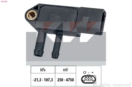 Датчик тиску вихлопних газів (аналог EPS 1.993.266/Facet 10.3266) KW 493 266