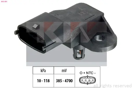 Датчик давления воздуха, 1.4 KW 493 091