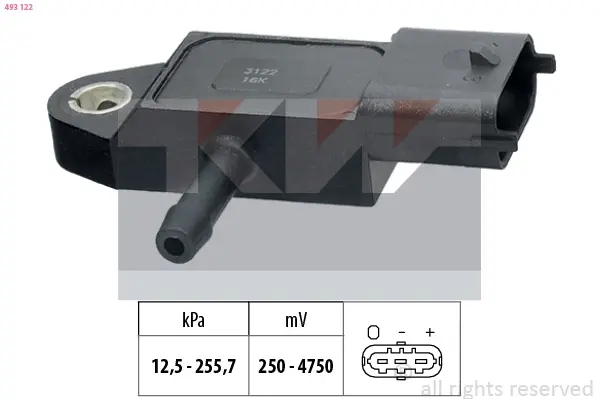 Датчик давления воздуха, 1.9dCi 01- KW 493 122