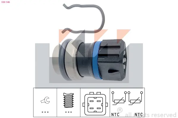 Датчик температуры воды, (4 контакта, чорный) 1.4-1.6 KW 530 146