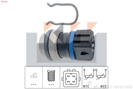 Датчик температуры воды, (4 контакта, чорный) 1.4-1.6 KW 530 146