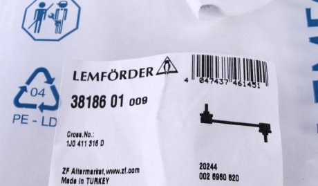 Стійка (тяга) стабілізатора передня lemforder 3818601