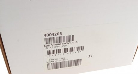 Пружина передня lesjofors 4004205