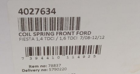 Пружина передня lesjofors 4027634