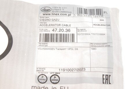 Трос газа linex 472036