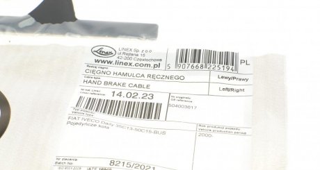 Трос стояночного тормоза задний левый правый 35/50C IVECO Daily 00-05 linex 140223