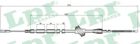Тросик стояночного тормоза LPR C0043B Ауди 90