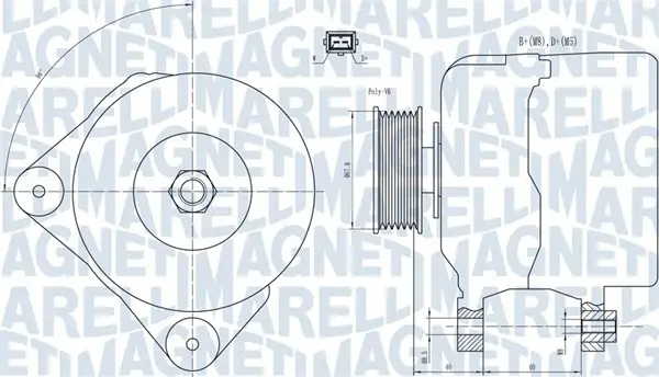 MAGNETI MARELLI VW Генератор T4 magneti marelli 063731228010