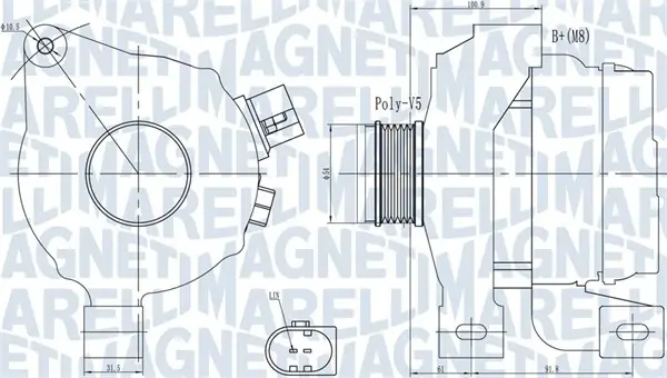 MAGNETI MARELLI VOLVO Генератор S60 II, S80 II, XC70 II magneti marelli 063732001010