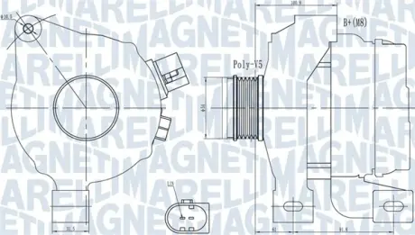 MAGNETI MARELLI VOLVO Генератор S60 II, S80 II, XC70 II magneti marelli 063732001010