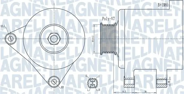 MAGNETI MARELLI HONDA Генератор ACCORD VIII 2.0 08-, CR-V III 2.0 06-, CR-V IV 2.0 13-, CROSSROAD 2.0 7- magneti marelli 063732078010