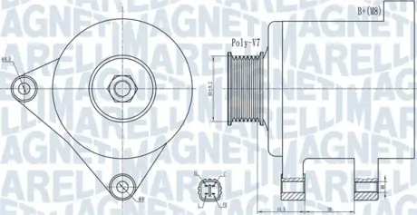 MAGNETI MARELLI HONDA Генератор ACCORD VIII 2.0 08-, CR-V III 2.0 06-, CR-V IV 2.0 13-, CROSSROAD 2.0 7- Magneti Marelli 063732078010