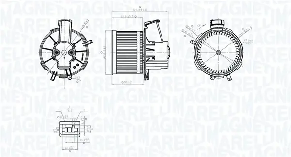 MAGNETI MARELLI FIAT Вентилятор салона 500 07-, 500 C 09-, PANDA 03- Magneti Marelli 069412778010 (фото 1)