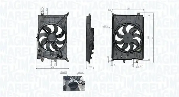 MAGNETI MARELLI FIAT Вентилятор радіатора (з дифузором) 500X 14-, JEEP RENEGADE 14- Magneti Marelli 069422777010 (фото 1)