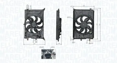 MAGNETI MARELLI FIAT Вентилятор радіатора (з дифузором) 500X 14-, JEEP RENEGADE 14- Magneti Marelli 069422777010