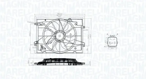MAGNETI MARELLI HYUNDAI Вентилятор радіатора TUCSON 2.0 04-, KIA Magneti Marelli 069422784010 (фото 1)