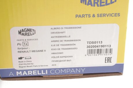 Полуось Renault magneti Marelli 302004190113