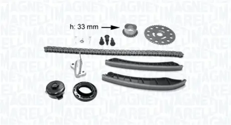 MAGNETI MARELLI NISSAN К-т ланцюга ГРМ (ланцюг + 2 шт. направляючі + 2 шестерні + натягувач + сальник) Qashqai 1.6dci 11-, Renault Megane III Magneti Marelli 341500001400
