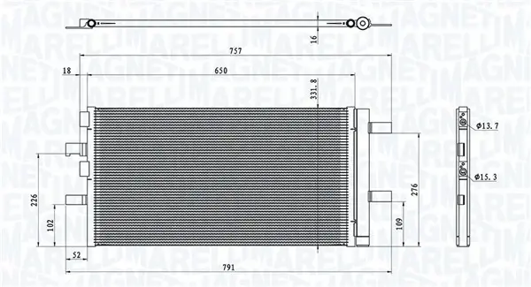 MAGNETI MARELLI BMW Радіатор кондиціонера (конденсатор) 1 (F40) 19-, 2 Active Tourer (F45) 14-, 2 Gran Coupe (F44) 18-, X1 (F48) 15-, X2 (F39) 18-, MINI magneti marelli 350203100300