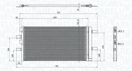 MAGNETI MARELLI BMW Радіатор кондиціонера (конденсатор) 1 (F40) 19-, 2 Active Tourer (F45) 14-, 2 Gran Coupe (F44) 18-, X1 (F48) 15-, X2 (F39) 18-, MINI magneti marelli 350203100300