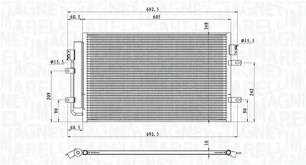 MAGNETI MARELLI IVECO Радіатор кондиціонера (конденсатор) DAILY CITYS, DAILY LINE, DAILY TOURYS, DAILY V, DAILY VI 2.3D-Electric 09.11- magneti marelli 350203100900