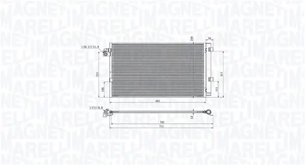 MAGNETI MARELLI BMW Радіатор кондиціонера (конденсатор) 5 (G30, F90) 16-, 5 Touring (G31) 17-, 7 (G11, G12) 15- Magneti Marelli 350203104700 (фото 1)