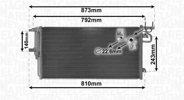 MAGNETI MARELLI FORD Радіатор кондиціонера (конденсатор) з осушувачем C-MAX II 1.5, 2.0 15-, FOCUS III 1.5, 2.0 14-, KUGA II 1.5, 2.0 14- Magneti Marelli 350203868000 (фото 1)