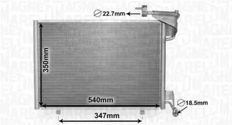 MAGNETI MARELLI FORD Радіатор кондиціонера (конденсатор) B-MAX 1.0 12-, FIESTA VI 1.0 12-, TRANSIT COURIER B460 1.0 14- magneti marelli 350203870000