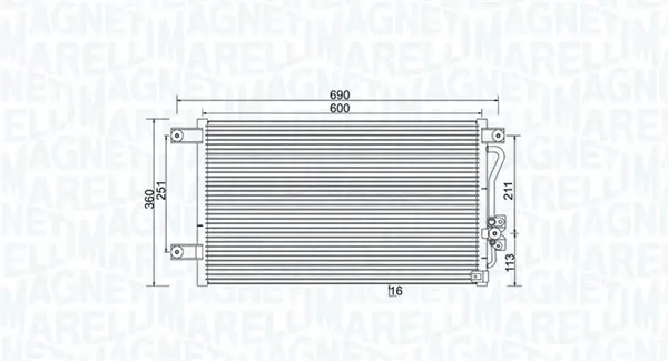 MAGNETI MARELLI MITSUBISHI Радіатор кондиціонера (конденсатор) L200 2.0, 2.4, 2.5 96- magneti marelli 350203987000