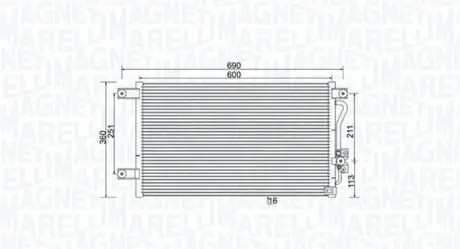 MAGNETI MARELLI MITSUBISHI Радіатор кондиціонера (конденсатор) L200 2.0, 2.4, 2.5 96- magneti marelli 350203987000