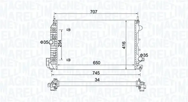 Радіатор охолодження двигуна Magneti Marelli 350213162500 (фото 1)