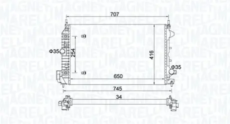 Радіатор охолодження двигуна Magneti Marelli 350213162500