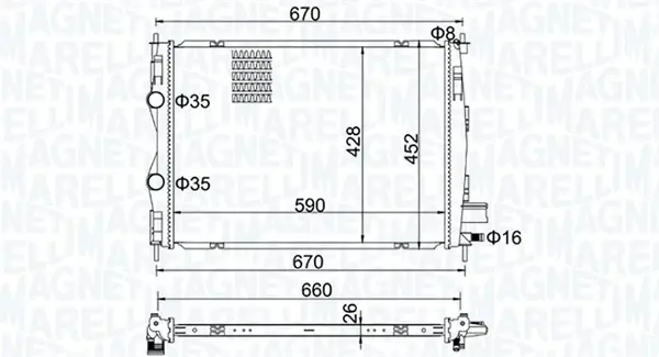 Радиатор охлаждения двигателя magneti marelli 350213162600
