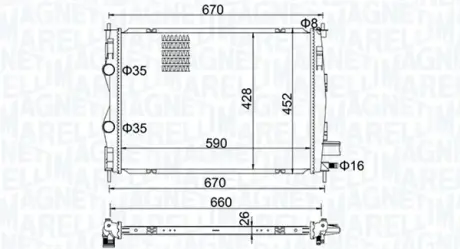 Радиатор охлаждения двигателя magneti marelli 350213162600