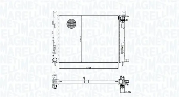 Радиатор охлаждения двигателя magneti marelli 350213165100