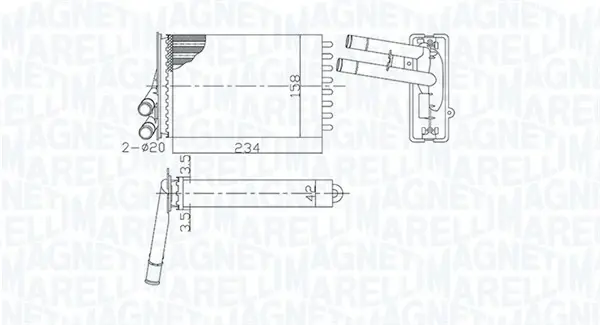 MAGNETI MARELLI AUDI Радіатор опалення 80 B4 Avant RS2 quattro 94-, A4 B5 1.6 94-, 1.9 95- Magneti Marelli 350218462000 (фото 1)