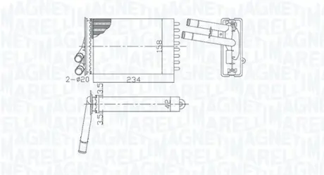 MAGNETI MARELLI AUDI Радіатор опалення 80 B4 Avant RS2 quattro 94-, A4 B5 1.6 94-, 1.9 95- Magneti Marelli 350218462000