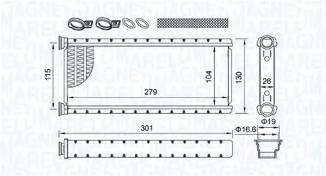 Радіатор пічки Magneti Marelli 350218514000