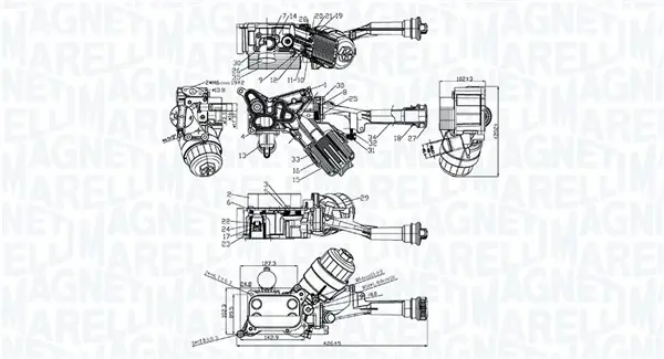 MAGNETI MARELLI FIAT Оливний радіатор (з корпусом) 500 1.3 09-, DOBLO 1.3, 1.4 10-, LANCIA, OPEL, VAUXHALL Magneti Marelli 350300006500 (фото 1)