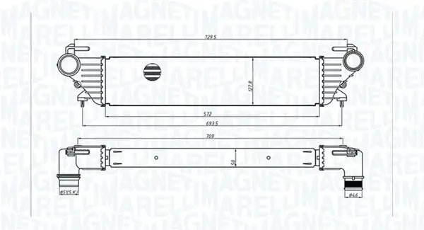 Радиатор интеркулера magneti marelli 351319205530