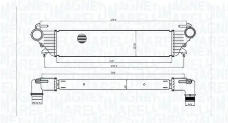 Радиатор интеркулера magneti marelli 351319205530 Фиат 500