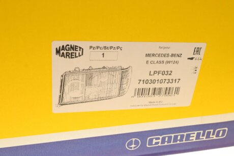 DB Фара основная лев.H4/H3 PY 21W W124 93-95 magneti Marelli 710301073317