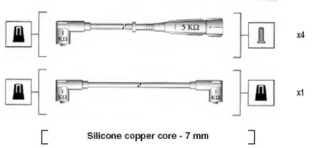 MAGNETI MARELLI VW (5 шт!) К-т високовольтних проводів GOLF 1,4 91- SEAT IBIZA 1,4 IE -96 magneti marelli 941175120753