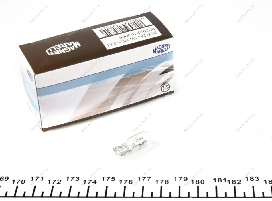 Лампа 24V W5W24V 5W W2,1X9,5d (кор.код. W5W 24) (пр-во) Magneti Marelli 003922100000 (фото 1)
